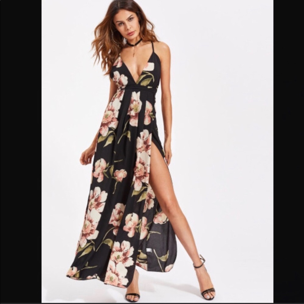 🔥 Sexy Side Slit Spaghetti Strap Maxi Dress, Med